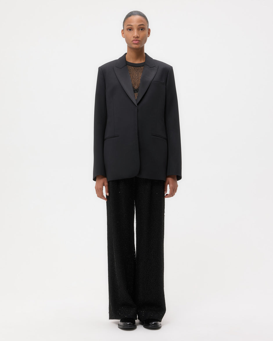 TWP Black Sweet Pea Blazer with Tux in Tux Wool Suiting view 6
