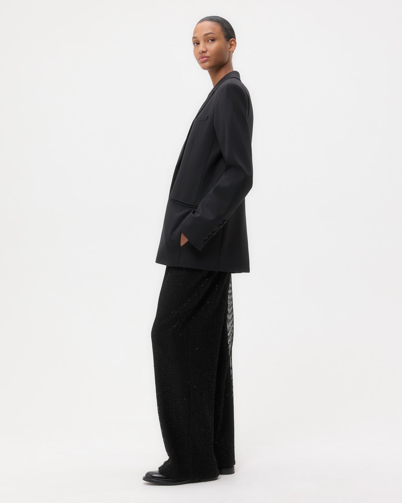 TWP Black Sweet Pea Blazer with Tux in Tux Wool Suiting view 4