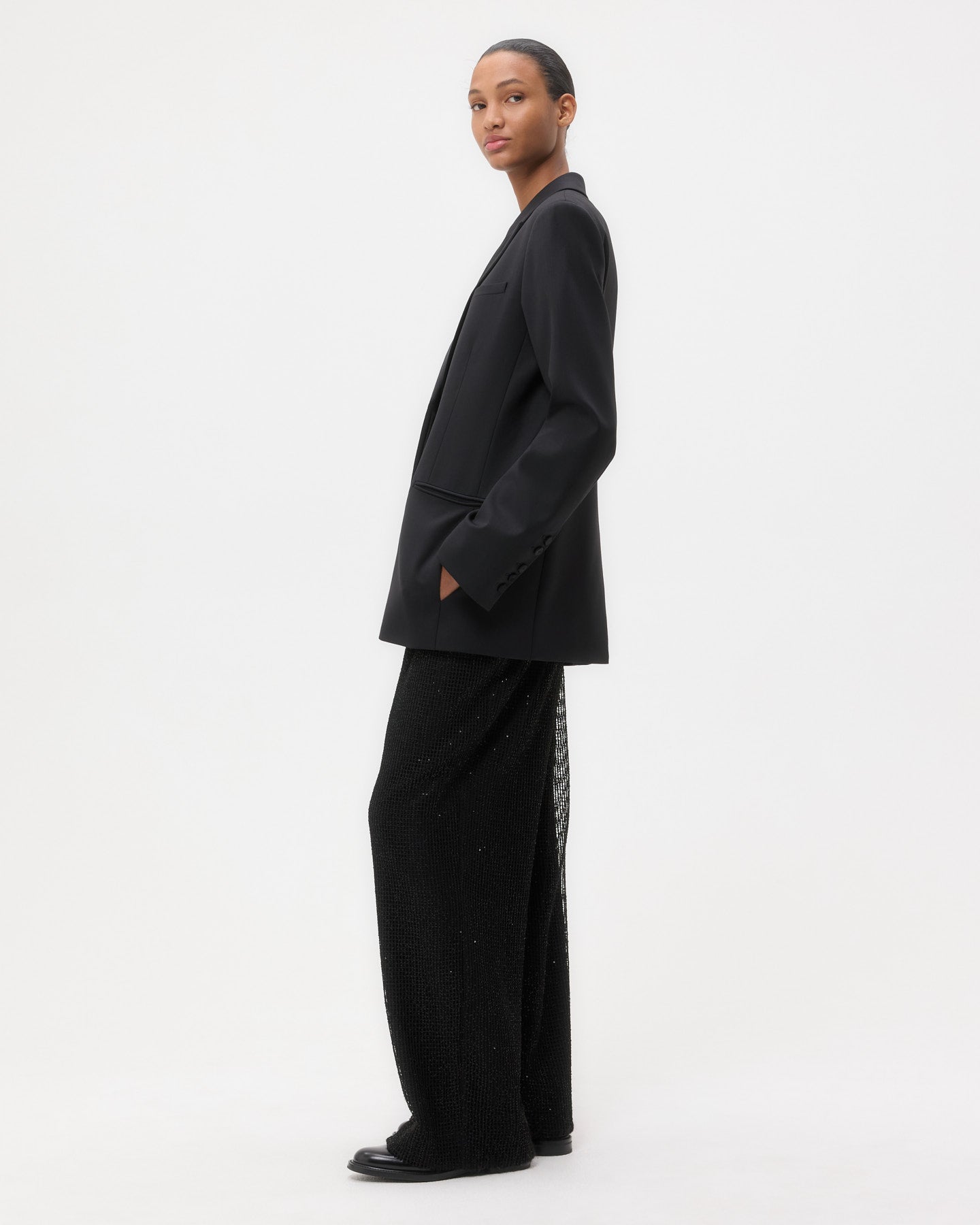 TWP Black Sweet Pea Blazer with Tux in Tux Wool Suiting view 4