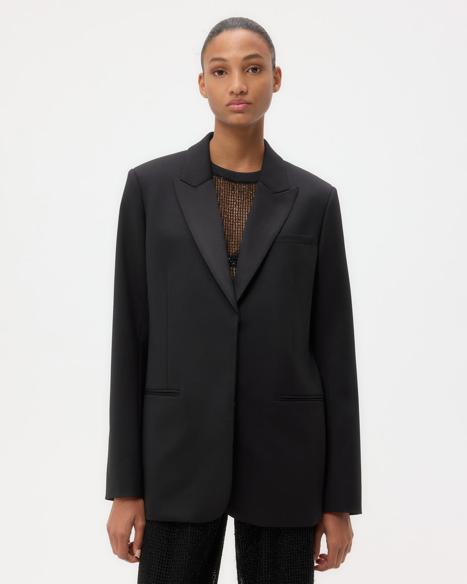 TWP Black Sweet Pea Blazer with Tux in Tux Wool Suiting view 1