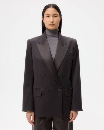 TWP Black Harper Blazer in Tux Wool Suiting view 2
