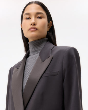 TWP Black Harper Blazer in Tux Wool Suiting view 3