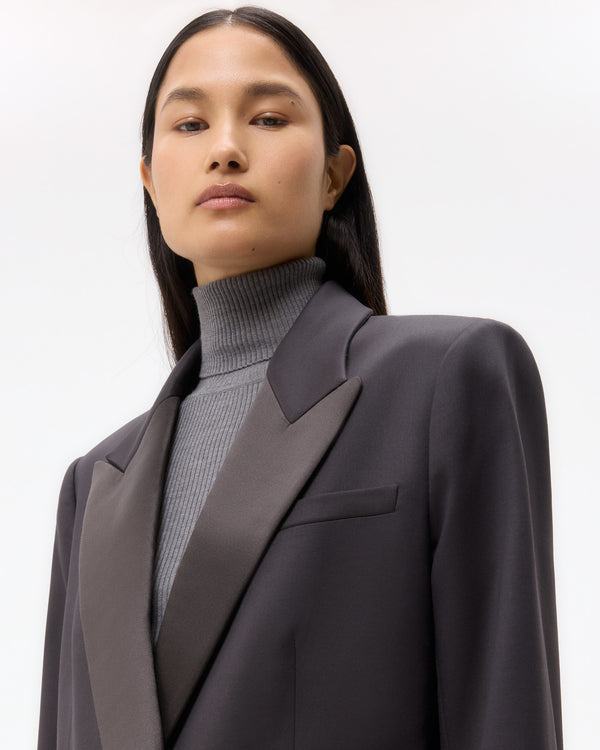 TWP Black Harper Blazer in Tux Wool Suiting view 3