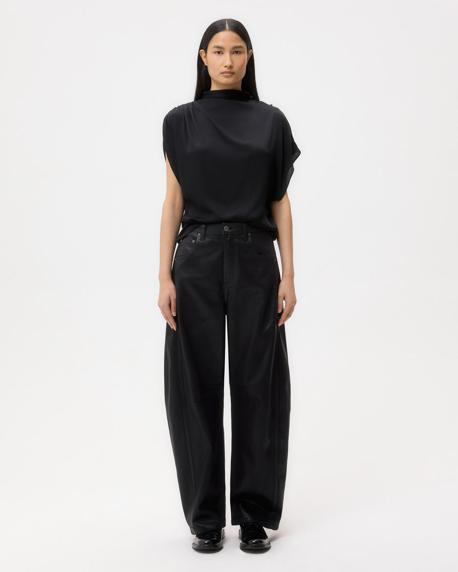 TWP Black Beryl Pant in Coated Denim view 6