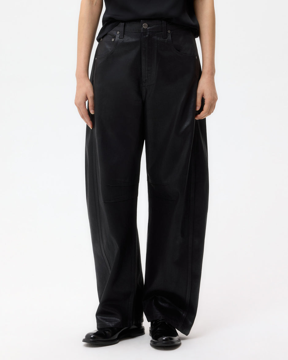 TWP Black Beryl Pant in Coated Denim view 1