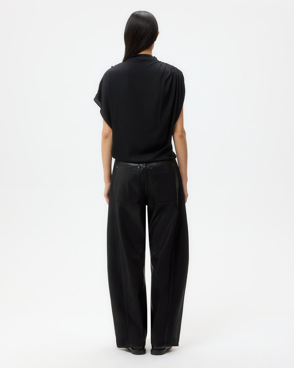 TWP Black Beryl Pant in Coated Denim view 5