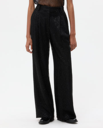 TWP Black Sulli Pant in Mini Sequin Netting view 2