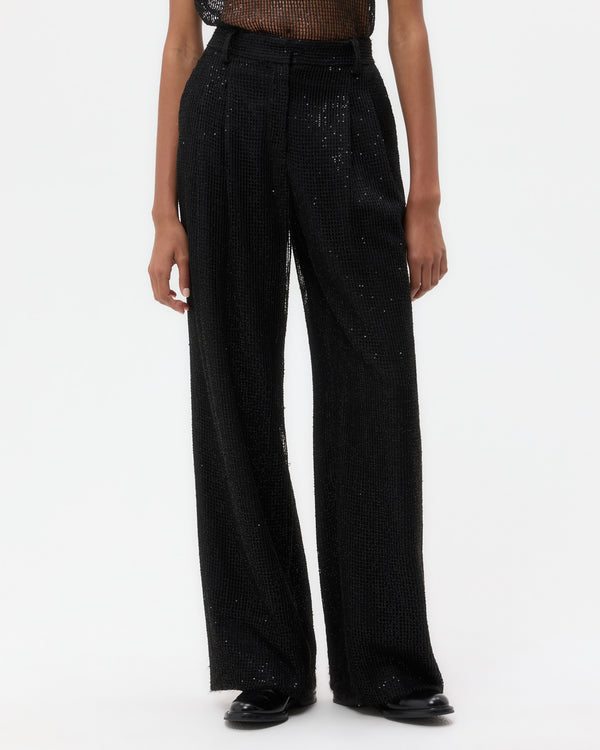 TWP Black Sulli Pant in Mini Sequin Netting view 2