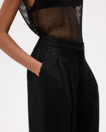 TWP Black Sulli Pant in Mini Sequin Netting view 1