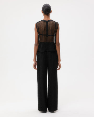 TWP Black Sulli Pant in Mini Sequin Netting view 5