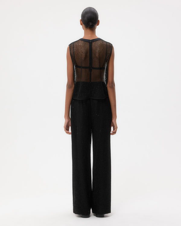 TWP Black Sulli Pant in Mini Sequin Netting view 5