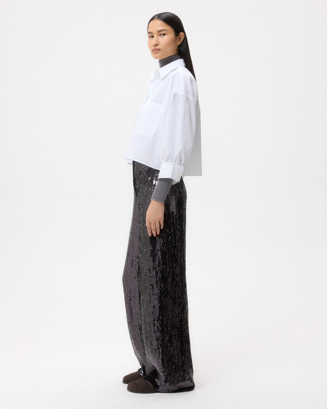 TWP Dark chocolate Adieu For Now Pant in Fishscale Sequins view 4