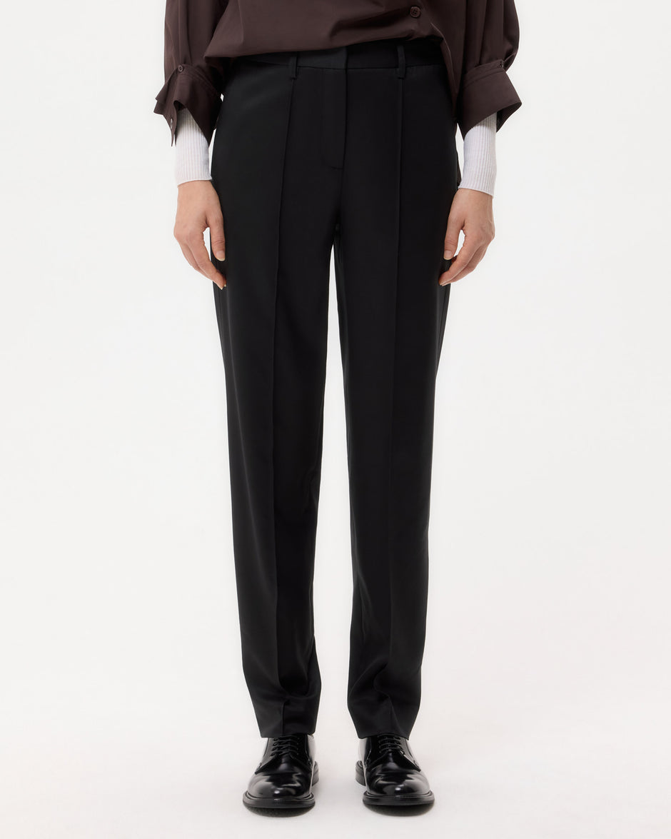 TWP Black Harrison Pant in Tux Wool Suiting view 1