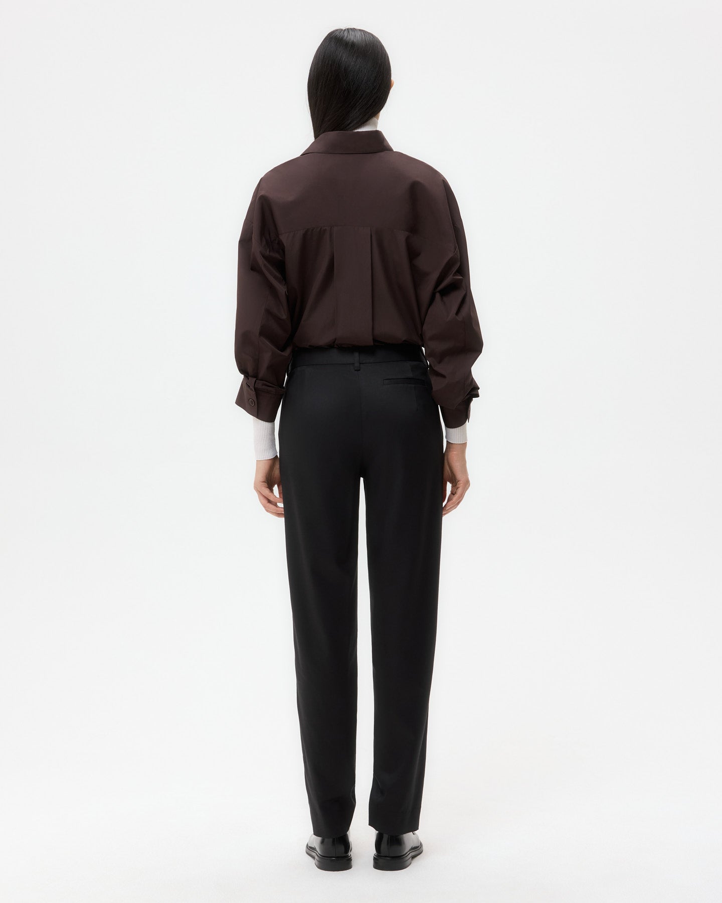 TWP Black Harrison Pant in Tux Wool Suiting view 4