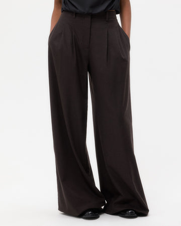 TWP Chocolate Avery Pant in Wool Cashmere Flannel view 2
