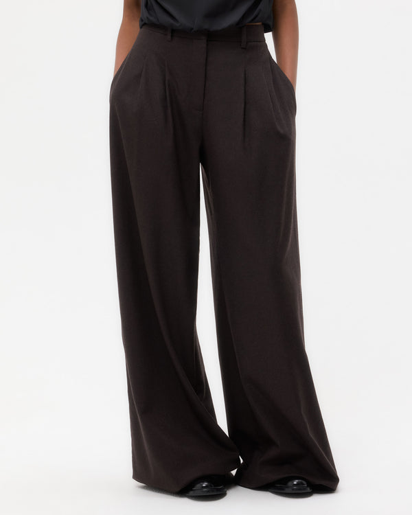 TWP Chocolate Avery Pant in Wool Cashmere Flannel view 2