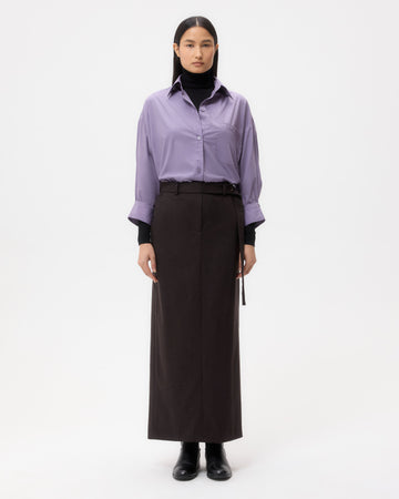 TWP Chocolate Slit Skirt in Wool Cashmere Flannel view 6