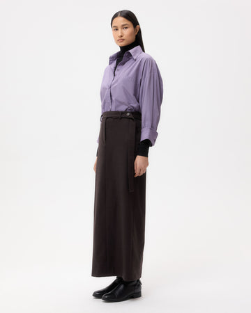 TWP Chocolate Slit Skirt in Wool Cashmere Flannel view 4