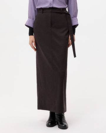 Slit Skirt in Wool Cashmere Flannel