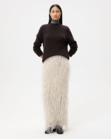 TWP Ivory Light As A Feather Skirt in Feathers view 3