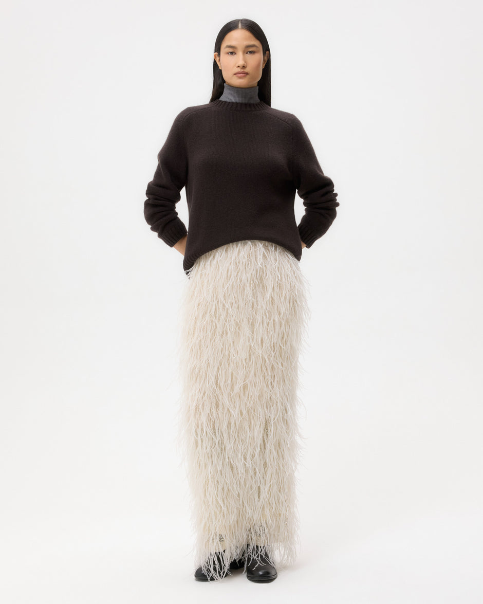 TWP Ivory Light As A Feather Skirt in Feathers view 3