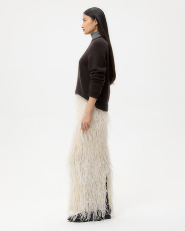 TWP Ivory Light As A Feather Skirt in Feathers view 4