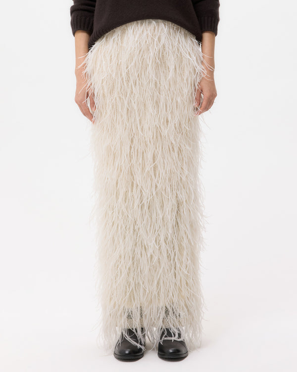 TWP Ivory Light As A Feather Skirt in Feathers view 2