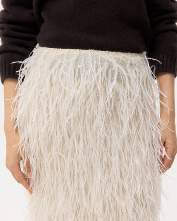 TWP Ivory Light As A Feather Skirt in Feathers view 1