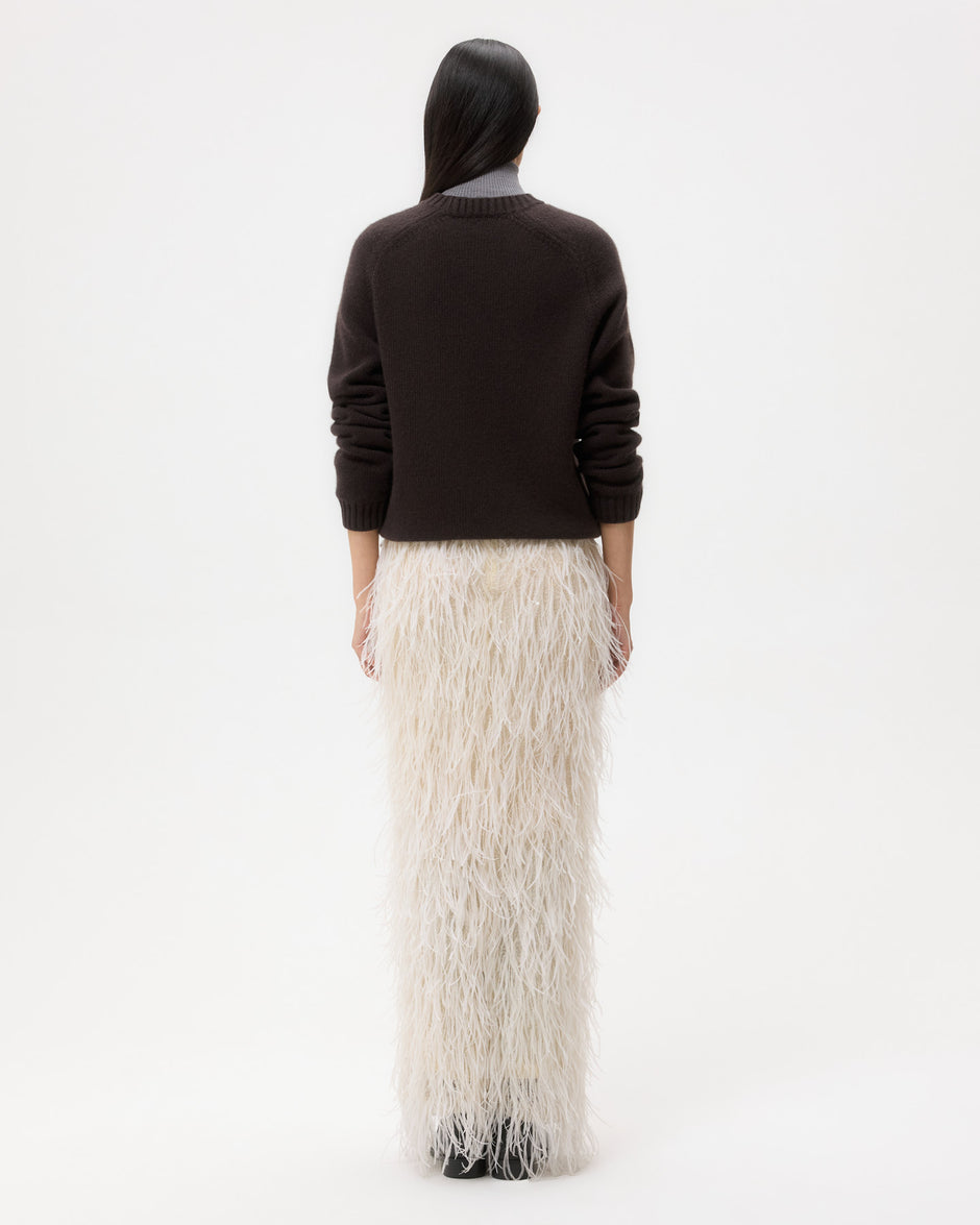 TWP Ivory Light As A Feather Skirt in Feathers view 5