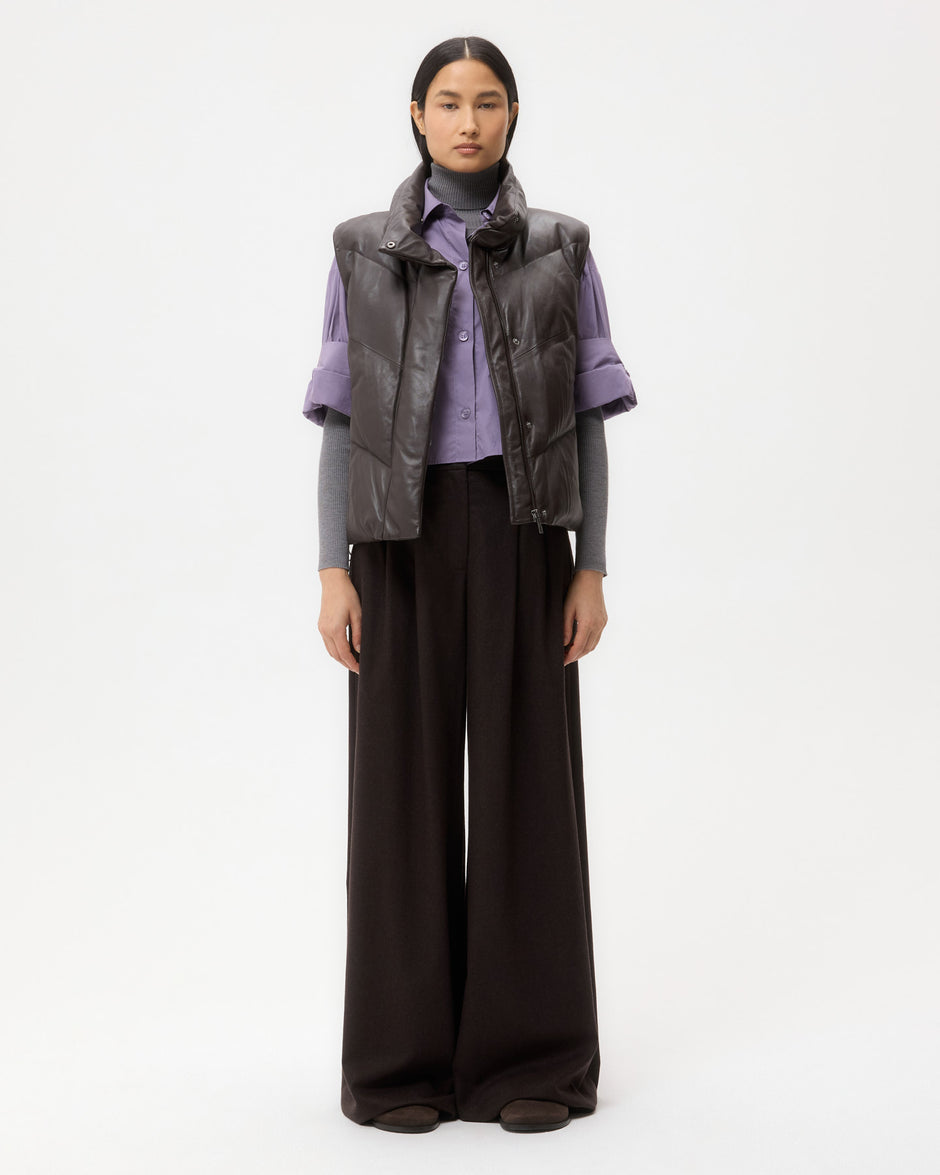 TWP Chocolate Puffer Vest in Nappa Leather view 6