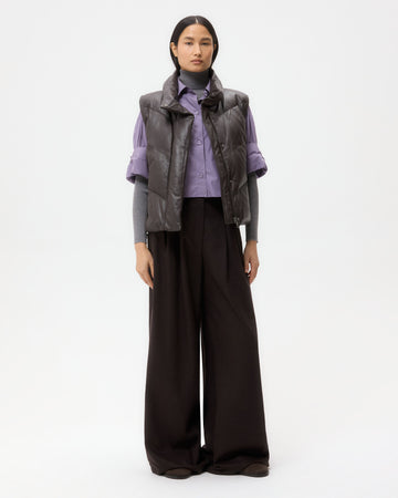 TWP Chocolate Puffer Vest in Nappa Leather view 3