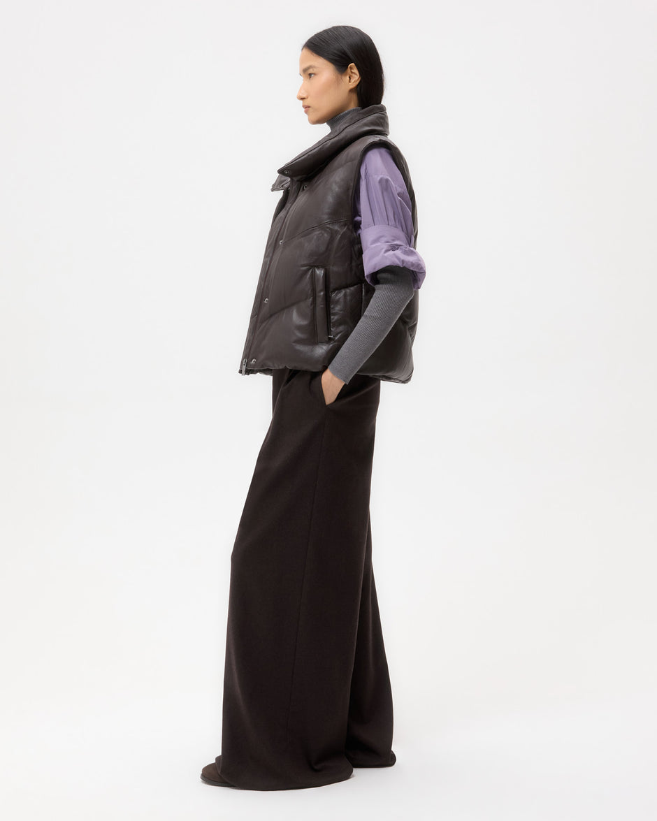 TWP Chocolate Puffer Vest in Nappa Leather view 4