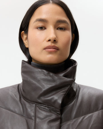TWP Chocolate Puffer Vest in Nappa Leather view 2