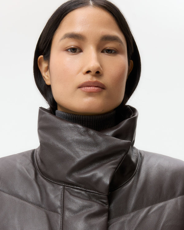 TWP Chocolate Puffer Vest in Nappa Leather view 2
