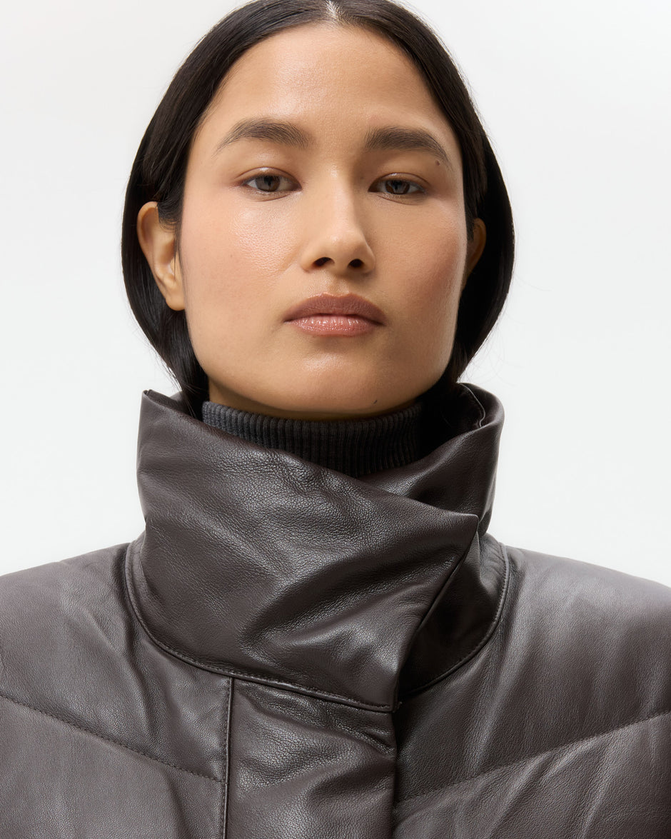 TWP Chocolate Puffer Vest in Nappa Leather view 2