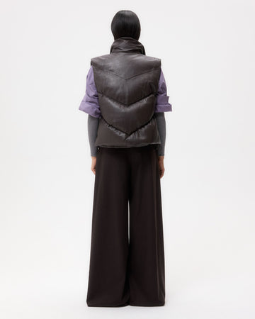 TWP Chocolate Puffer Vest in Nappa Leather view 5
