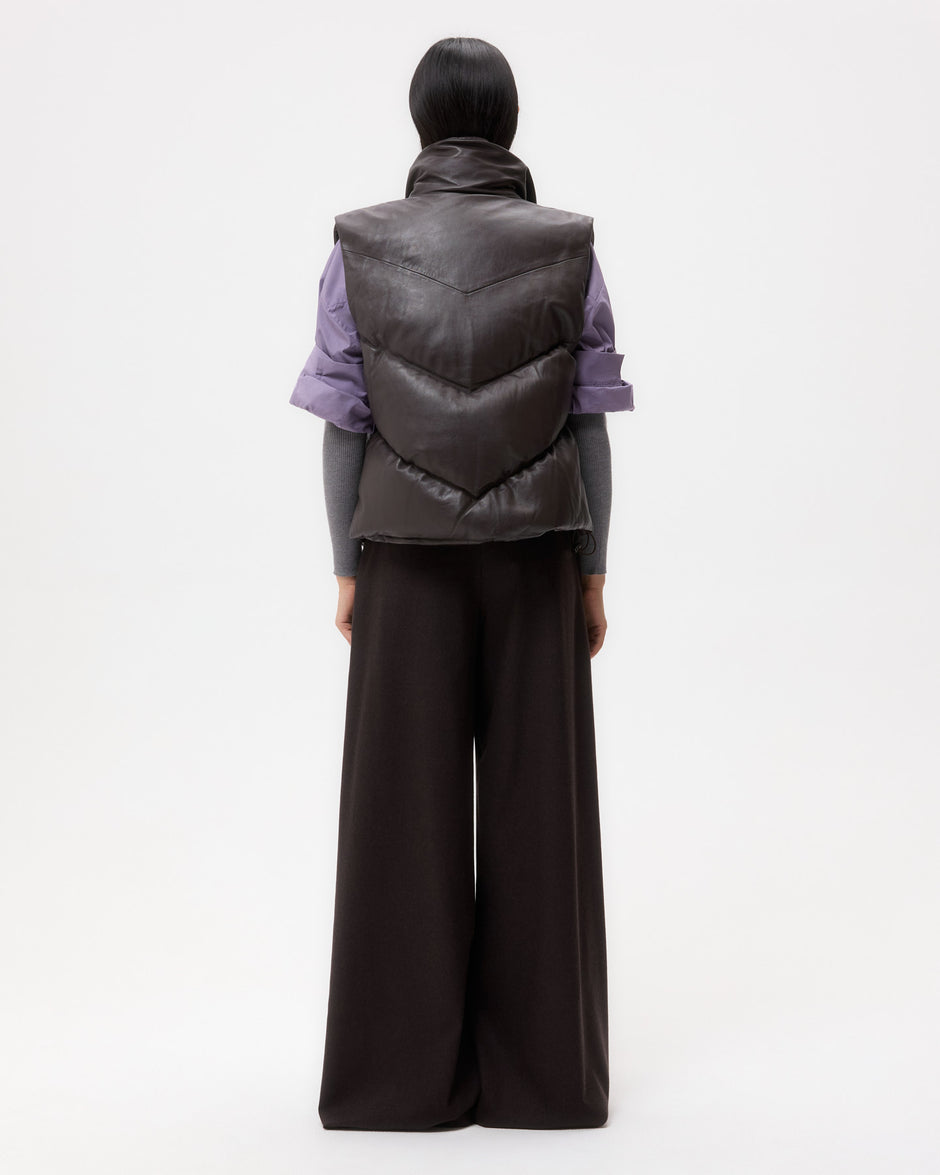 TWP Chocolate Puffer Vest in Nappa Leather view 5