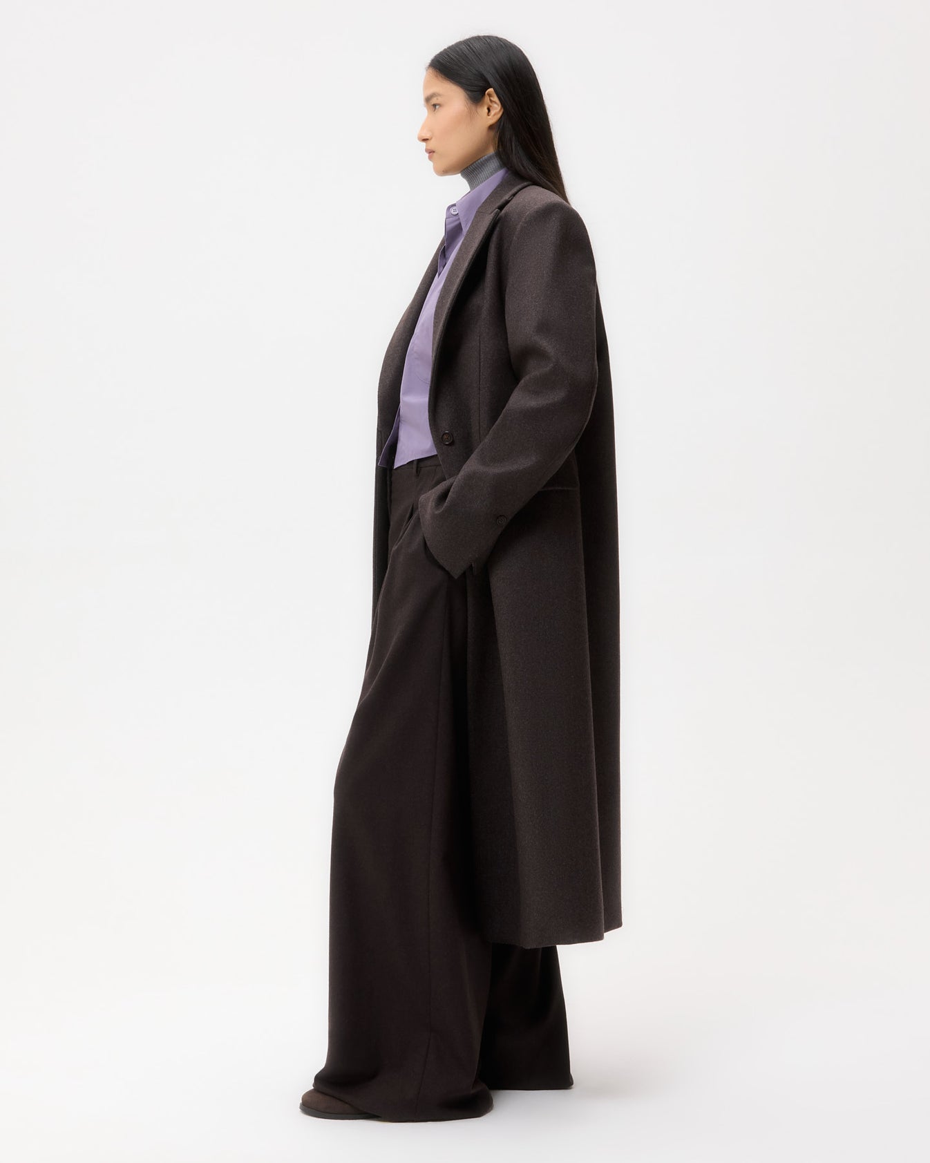 TWP Mustang melange Mattie Coat in Melange Twill Coating view 3