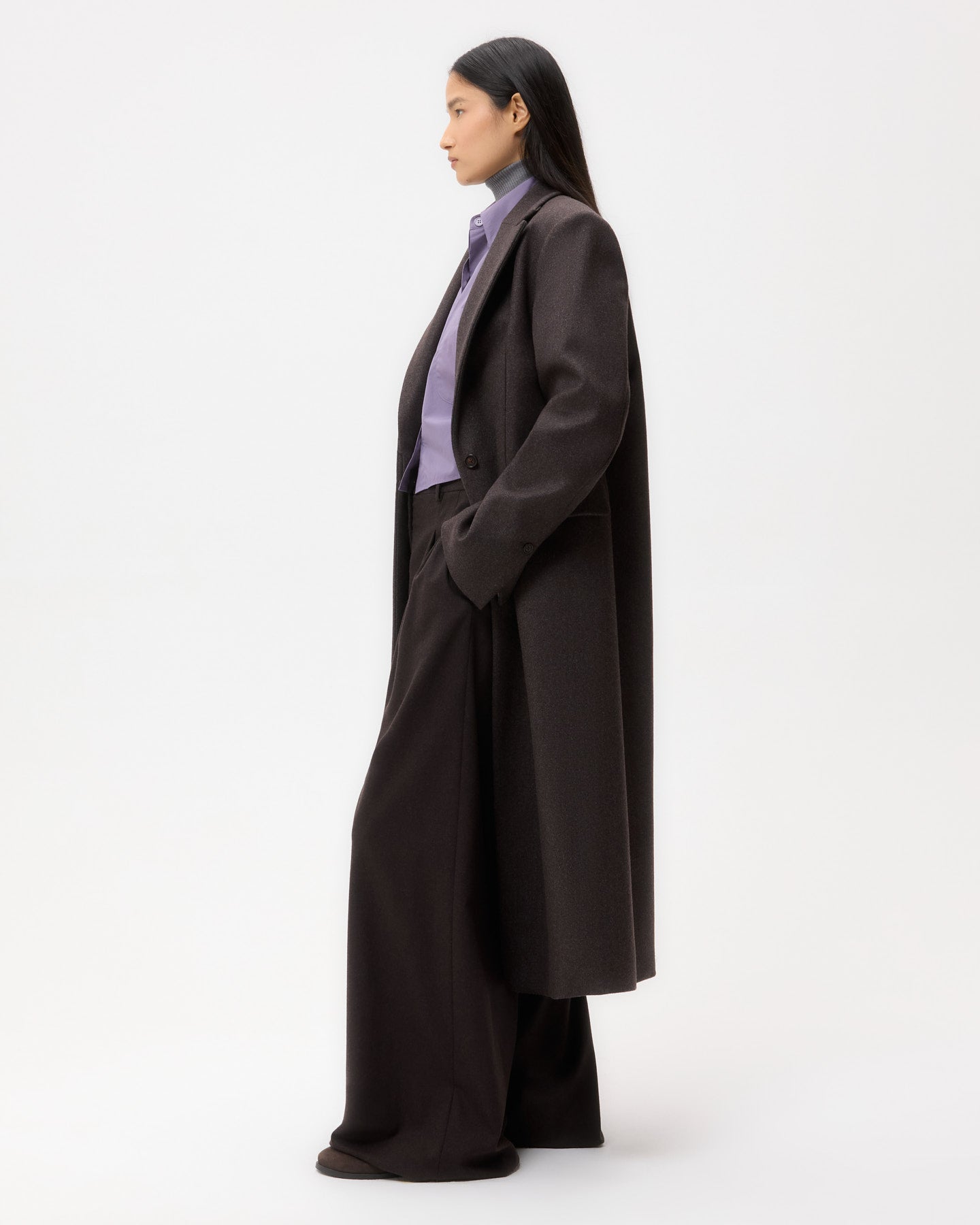 TWP Mustang melange Mattie Coat in Melange Twill Coating view 3