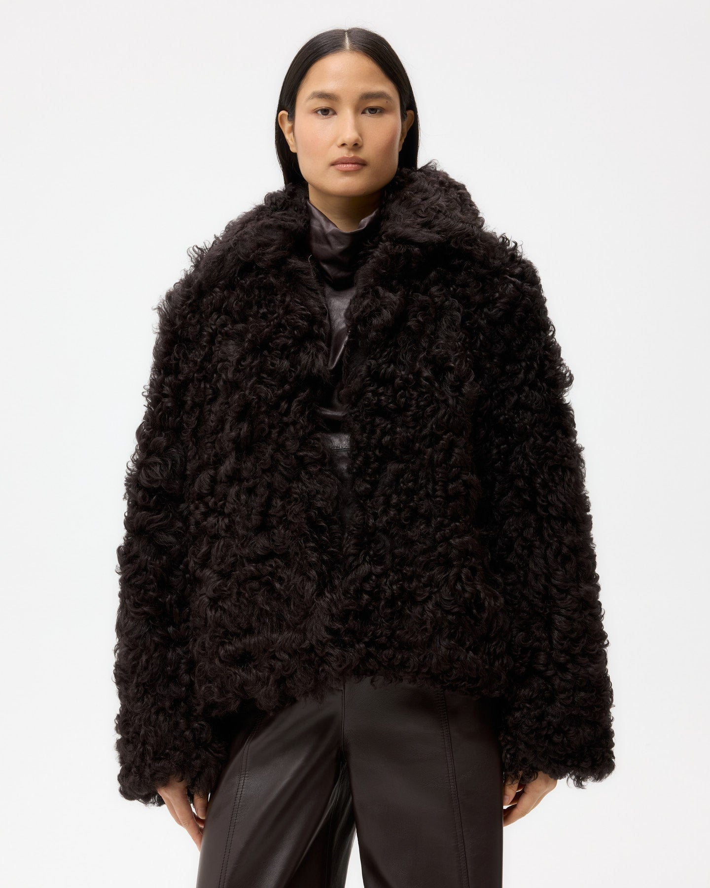 TWP After dark Sylvia Jacket in Curly Hair Shearling view 2