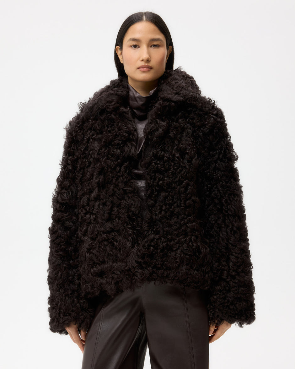 TWP After dark Sylvia Jacket in Curly Hair Shearling view 2