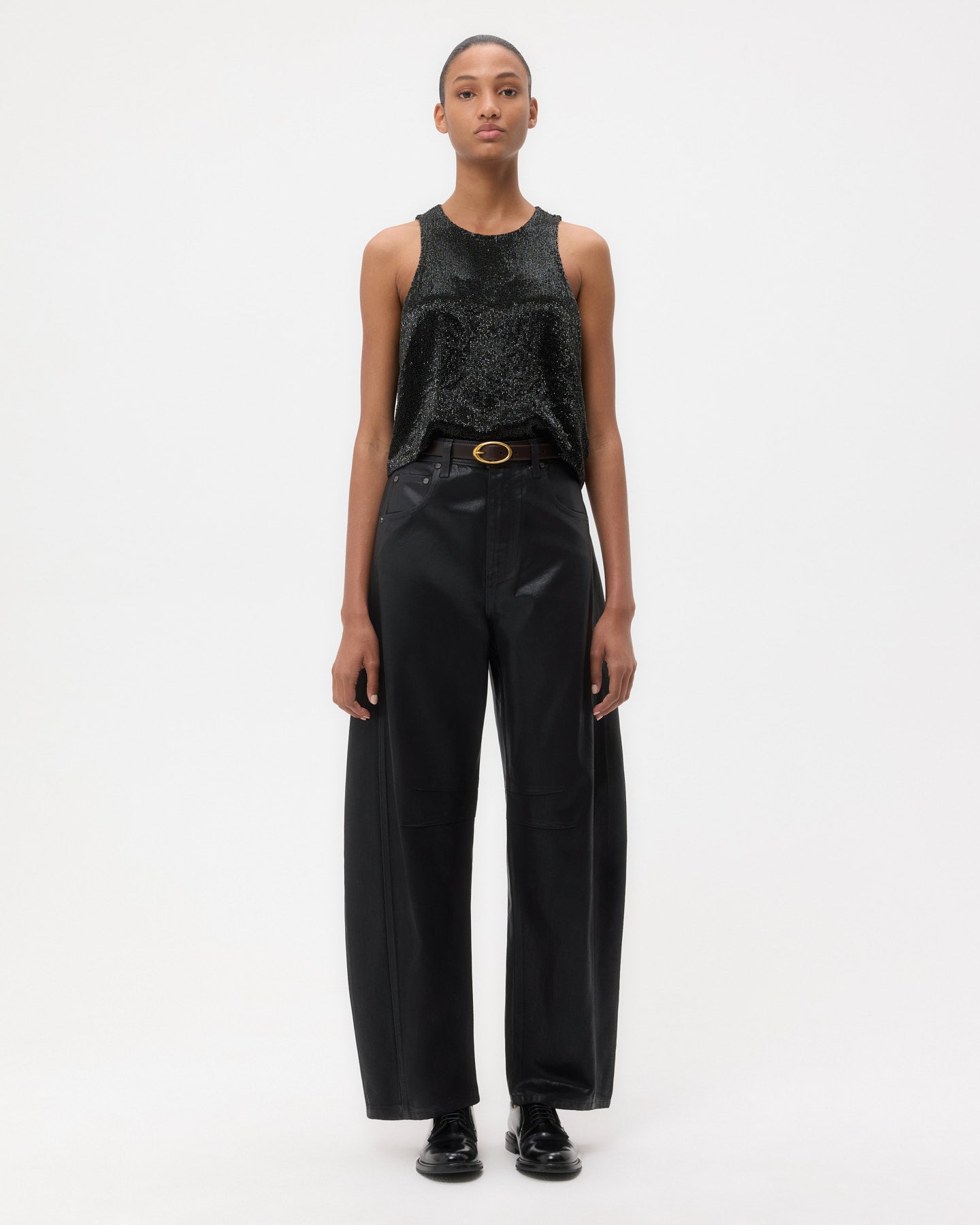 TWP Black Micro Cut Bugle Tank in Crystals view 6
