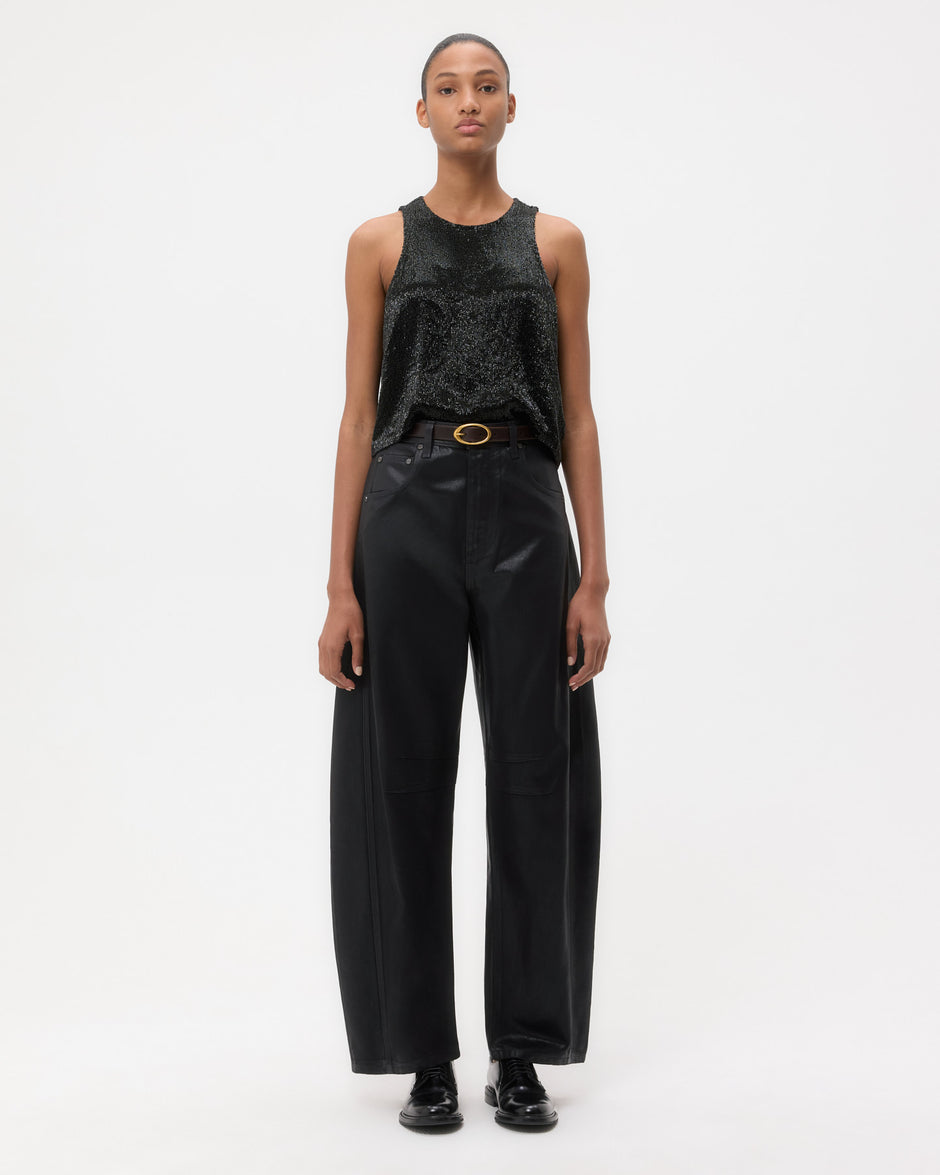 TWP Black Micro Cut Bugle Tank in Crystals view 6