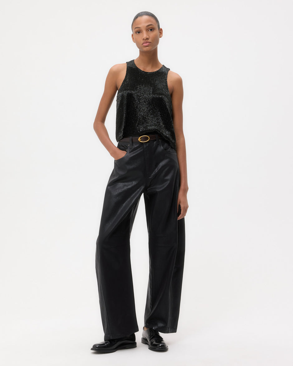 TWP Black Micro Cut Bugle Tank in Crystals view 2