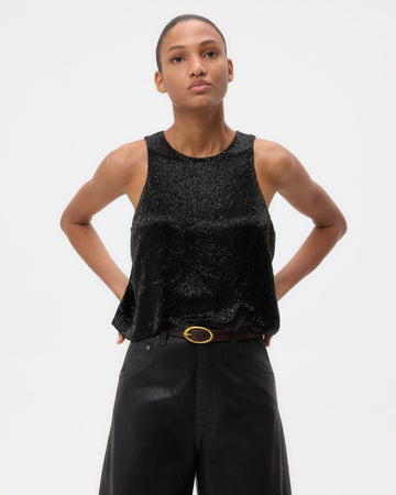 TWP Black Micro Cut Bugle Tank in Crystals view 3