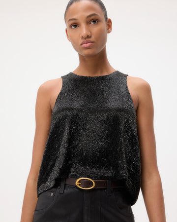TWP Black Micro Cut Bugle Tank in Crystals view 1