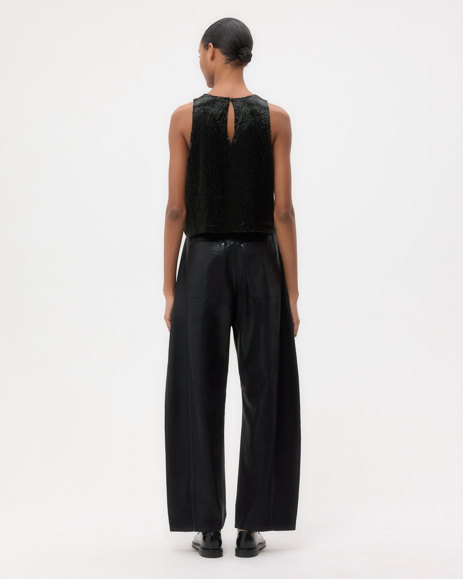 TWP Black Micro Cut Bugle Tank in Crystals view 5