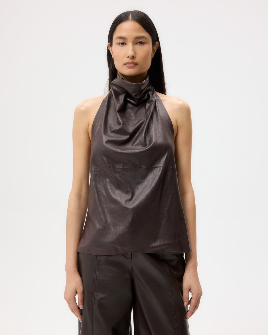 TWP After dark Friday Night Top in Paper Leather view 2