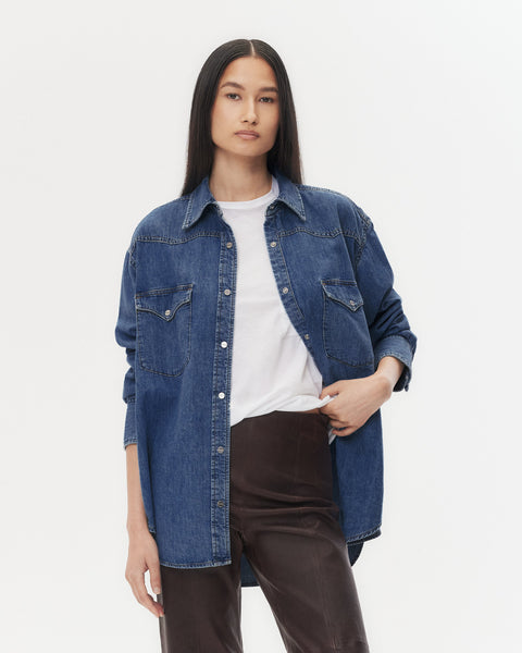 Dark wash OG Supersized Ranchers Shirt in Denim Shirting | TWP