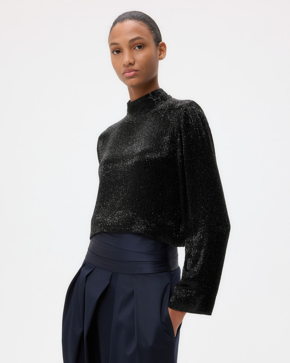 TWP Black Reversible Topper in Crystals view 1